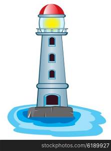 Vector illustration of the lighthouse on white background