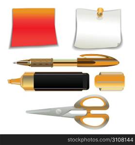 Vector Illustration of the office supplies icon set.