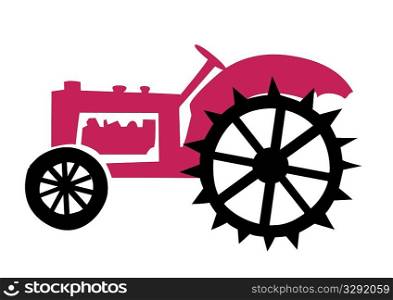 vector illustration of the old tractor