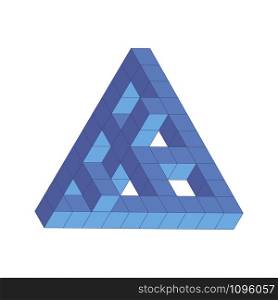vector illustration of the Penrose triangle, maze, blue cube. vector illustration of the Penrose triangle, blue cube