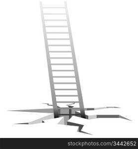 Vector illustration of the stairs coming out of cracks in the ground