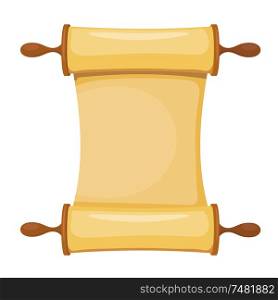 Vector illustration of the Torah on a white background. Isolated object. Cartoon image of the Torah, Old Testament. Subject of religion. Law of the Jews