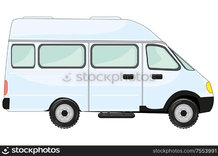 Vector illustration of the white car with salon of the mark gazelle. Car gazelle on white background is insulated