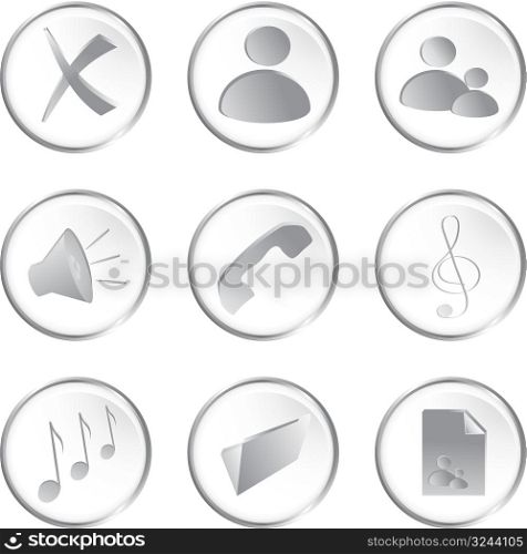 Vector Illustration of the white round web buttons set 2