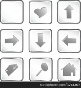 Vector illustration of the white square web buttons