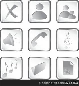 Vector Illustration of the white square web buttons set 2