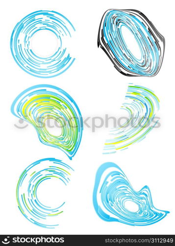 Vector illustration of three highly detailed abstract company logos.