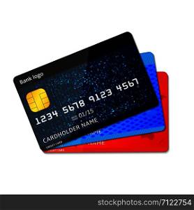 Vector Illustration of three very realistic credit cards isolated on white background