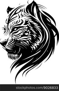 Vector illustration of tiger head with ornament. Vector illustration. Vector illustration of tiger head with ornament