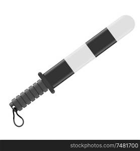 Vector illustration of traffic police stick with strap on a white background, isolated object, sign traffic controller