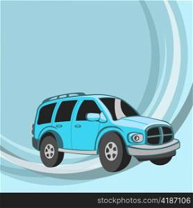 Vector illustration of Transport Cartoon . Funny blue car