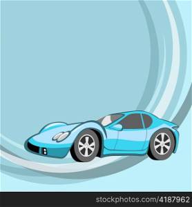 Vector illustration of Transport Cartoon . Funny sport blue car