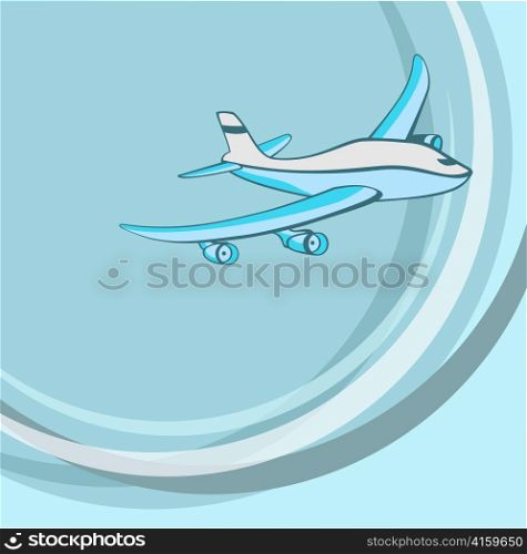 Vector illustration of Transport Cartoon . Little blue airplane.