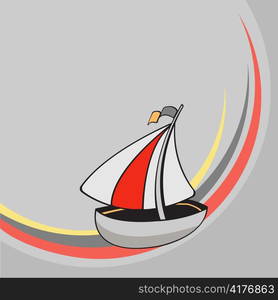 Vector illustration of Transport Cartoon . Little funny sailing ship