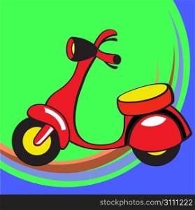 Vector illustration of Transport Cartoon. Little funny scooter.