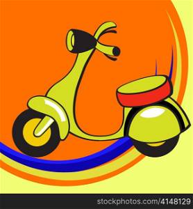 Vector illustration of Transport Cartoon . Little funny scooter.