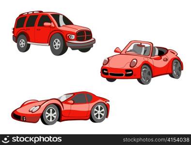 Vector illustration of Transport Cartoon . Set of Funny red cars.