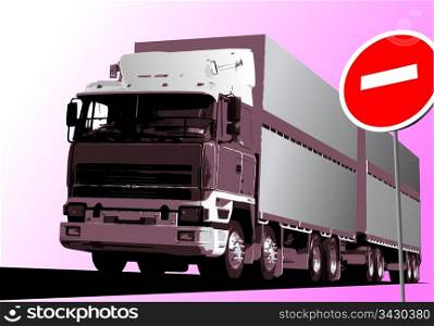Vector illustration of truck. Pink lorry.