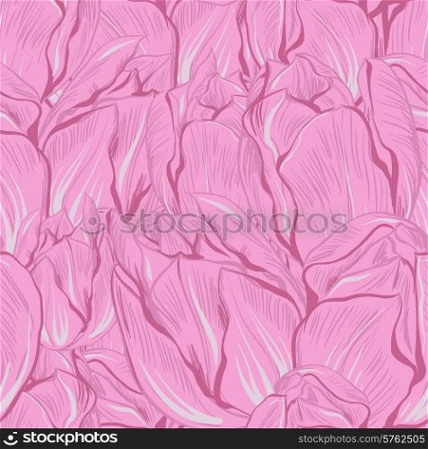 Vector illustration of tulips. (Seamless flowers pattern).