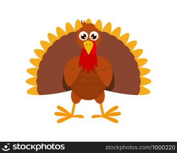 Vector Illustration of turkey bird cartoon character on white background