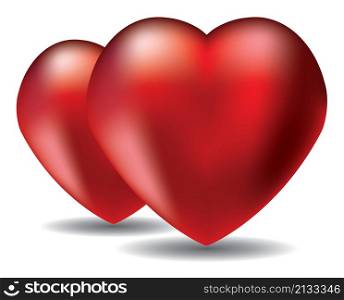 vector illustration of two red hearts