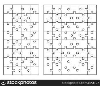 Vector illustration of two white puzzles, separate pieces