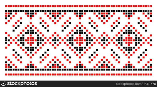 Vector illustration of Ukrainian ornament in ethnic geometric style, identity, vyshyvanka, embroidery for print clothes, websites, banners.  Background, frame, border.