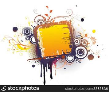 Vector illustration of urban floral background with Design elements over grunge stained frame.