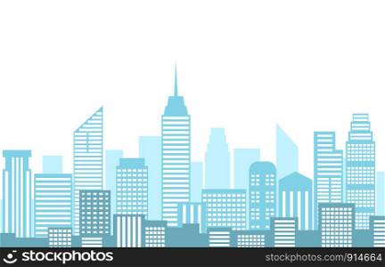 Vector illustration of urban landscape with city skyline and building isolated on white background