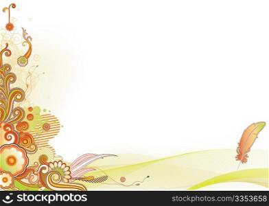 Vector illustration of urban retro styled design made of floral and ornamental elements.