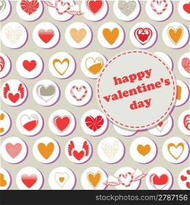 Vector illustration of Valentine&acute;s Day pattern, decorated with different kinds of heart.