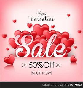 Vector illustration of Valentine's day sale background with heart balloons