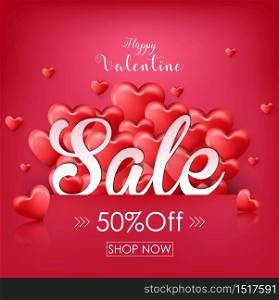 Vector illustration of Valentine's day sale background with heart balloons