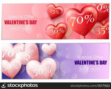 Vector illustration of Valentine's day sale banners