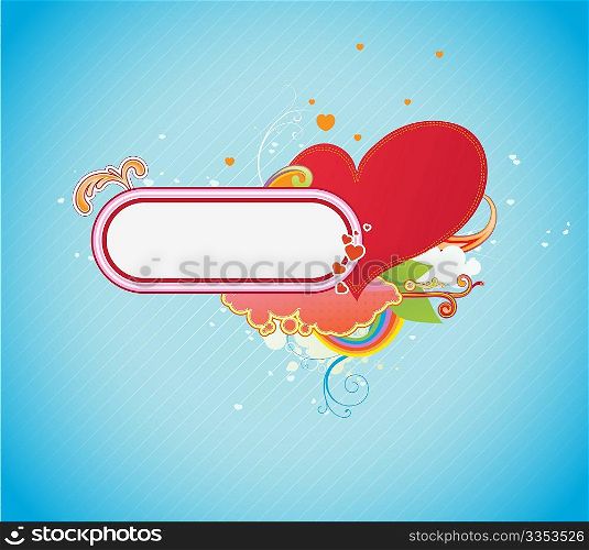 Vector illustration of Valentines abstract background with heart shape and floral decoration elements