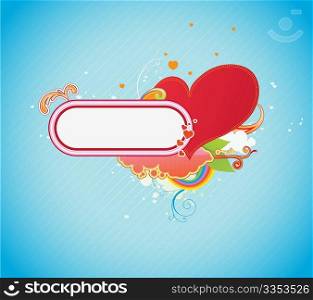 Vector illustration of Valentines abstract background with heart shape and floral decoration elements