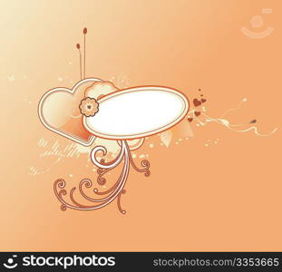 Vector illustration of Valentines abstract background with heart shape and floral decoration elements