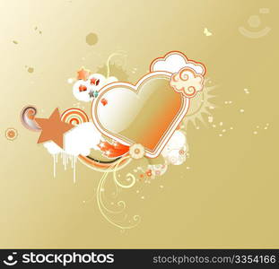 Vector illustration of Valentines abstract background with heart shape and floral decoration elements