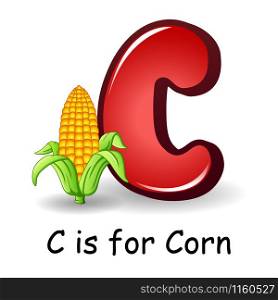 Vector illustration of Vegetables alphabet: C is for Corn
