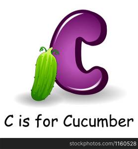 Vector illustration of Vegetables alphabet, C is for Cucumber