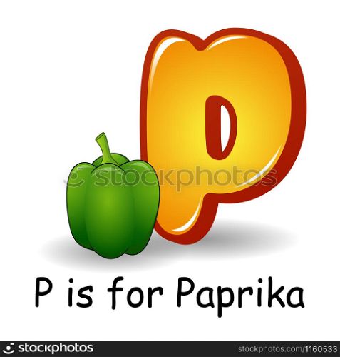 Vector illustration of Vegetables alphabet, P is for Paprika