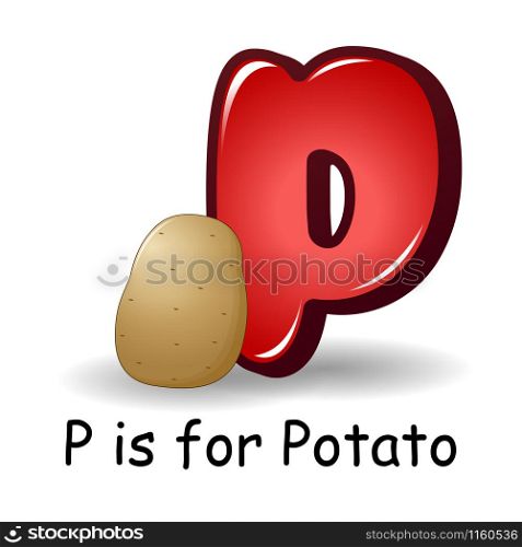 Vector illustration of Vegetables alphabet: P is for Potatoes