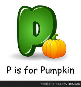 Vector illustration of Vegetables alphabet, P is for Pumpkins