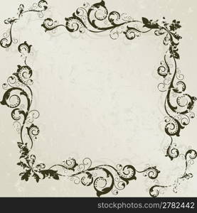 Vector illustration of vintage floral border pattern