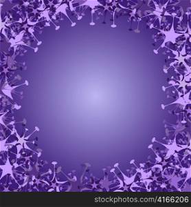Vector illustration of violet frame made of funky stars shape. Beautiful winter background.