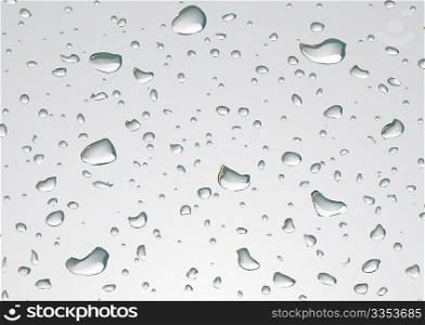 Vector illustration of water drops on a clear glass