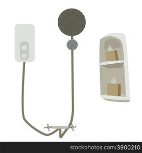 Vector illustration of water heater shower with soap holder
