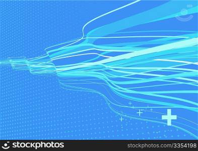 Vector illustration of wavy curved lines on doted background
