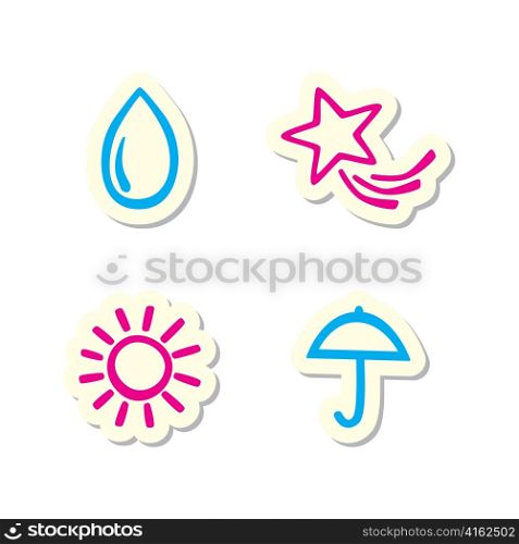 Vector Illustration of Weather Icons on White Background