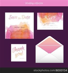 Vector illustration of Wedding collection with watercolor